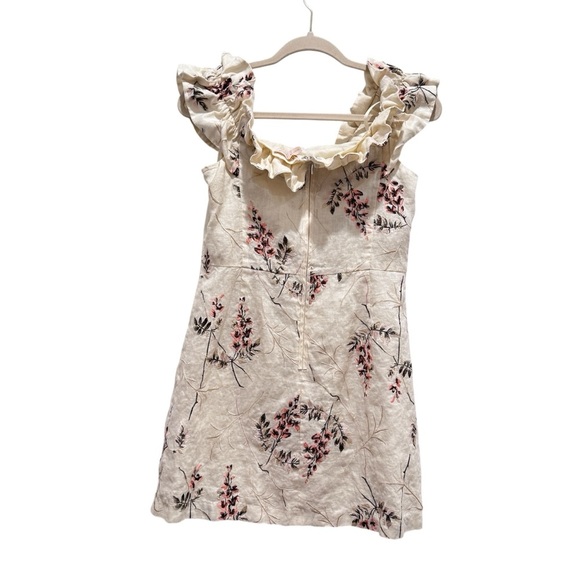 REVOLVE Rebecca Taylor Floral Embroidered Off Shoulder Ivie Mini Dress Cream Sz8 - Picture 7 of 10